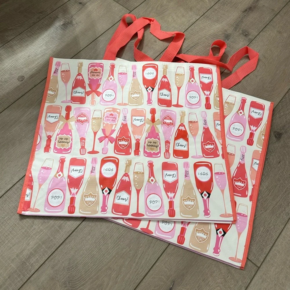 Homegoods TJMaxx Marshalls Valentines Day Champagne Pink Red Bags Set of 2 NWOT